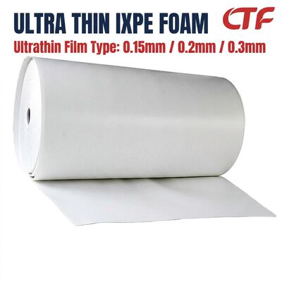 Rouleau de mousse IXPE fine 0,15 mm 0,2 mm 0,3 mm Feuille d'isolation imperméable avec dos gommé pour utilisation dans les rubans et l'industrie électronique