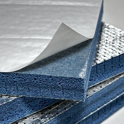 Mousse de polyolefine (PO) à cellules semi-ouvertes à haute performance Mousse acoustique à feuille d'aluminium et adhésif PO