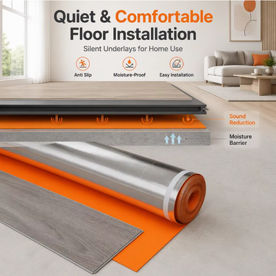 Sous-couche de sol en mousse IXPE Sound Absorbing Moisture Resistant Cushion pour PVC SPC Plancher en vinyle Idéal pour les appartements Hôtels et rénovation d'hôpitaux