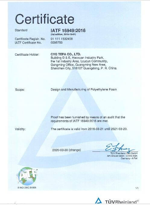 Foam de polyolefine à cellules fermées croisées XPE / IXPE feuille d'isolation thermique pour la construction et la climatisation 26